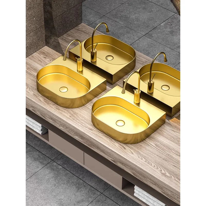 

Gold Stainless Steel Tabletop Wash Basin, Single Bathroom Wash, Creative Washbasin, Hotel and Home, Affordable Luxury