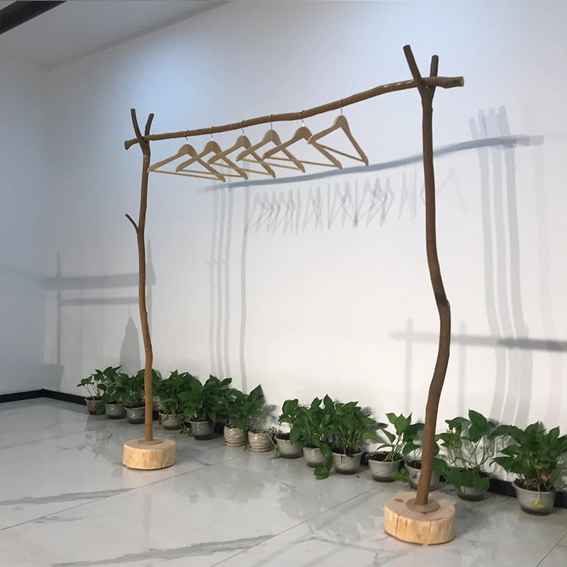 Branches, simple coat racks, drying racks, floor-to-ceiling indoor handmade solid wood hangers, bedroom clothes storage shelves