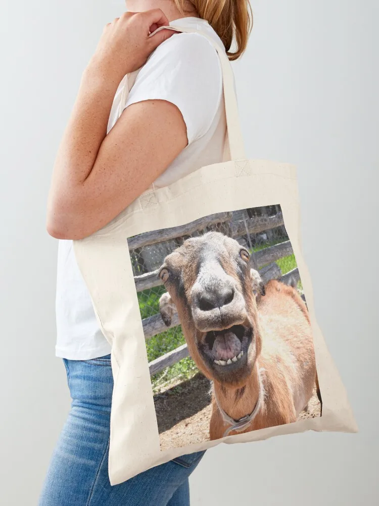 

smiling goat, yelling goat, funny goat Tote Bag Women's handbag Portable shopping bag Big bag women canvas bags