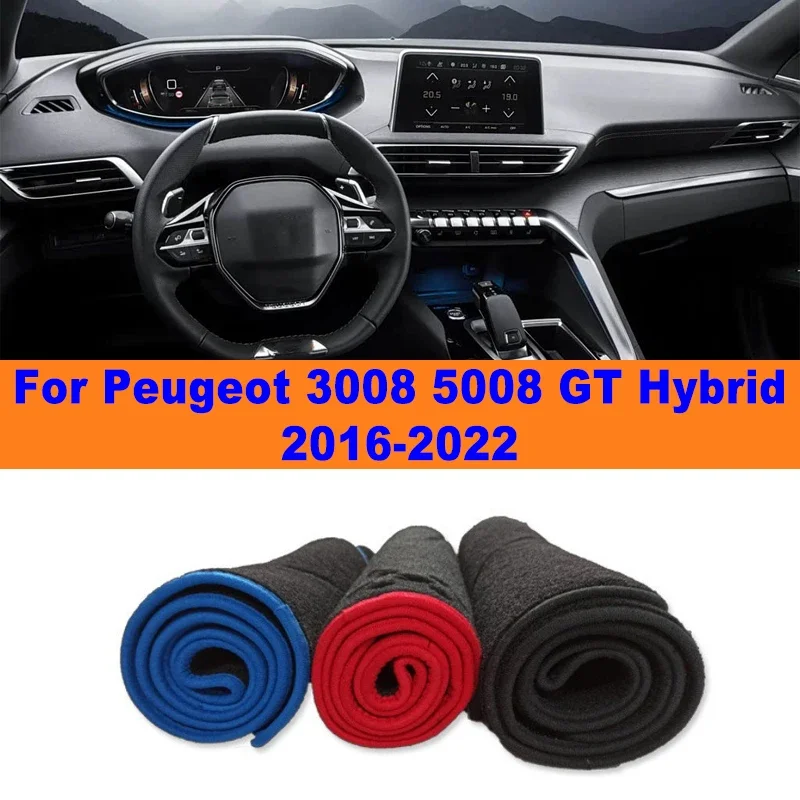Anti-Glare Dashboard Cover Dash Mat Non-Slip Sun Shade Pad Interior Protector For Peugeot 3008 5008 GT Hybrid 2016-2022 2017
