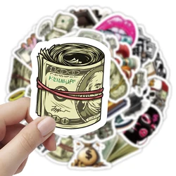 10/30/50pcs Cartoon Money Dollar World Stickers Waterproof Graffiti DIY Phone Case Luggage Notebook Banknotes Decals Decoration