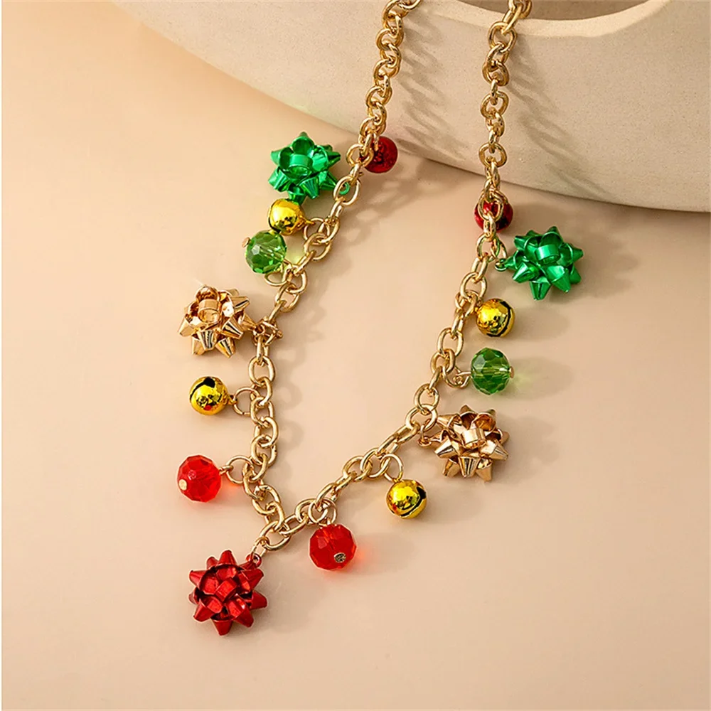 

Delicate Colorful Bell Necklace for Women Girls Cute Cartoon Flower Pendant DIY Jewelry Accessories Christmas Gift Couple Gifts