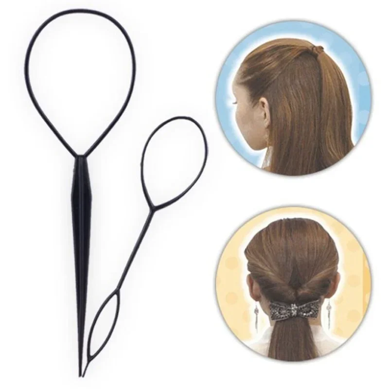 Popular 1SET Ponytail Creator Plastic Loop Styling Tools Black  Pony Tail Clip Hair Braid Maker Styling Tool Fashion