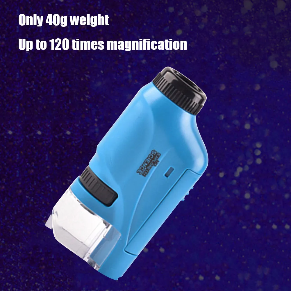 QUNSE – Microscope Poche Enfant 60x-120x – 5 Lames Préparées, Sac à Cordon, Lentille En Verre – Portable, Intérieur/Extérieur – Cadeau Scientifique Dès 5 Ans