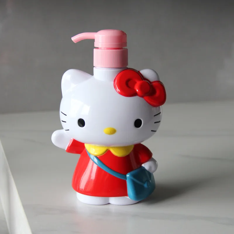 Sanrio Hello Kitty Bottiglia di sapone per cartoni animati Grande capacità Modello Kt Gel doccia Bottiglia di ricarica Bottiglia di pressa per disinfettante per le mani per bambini
