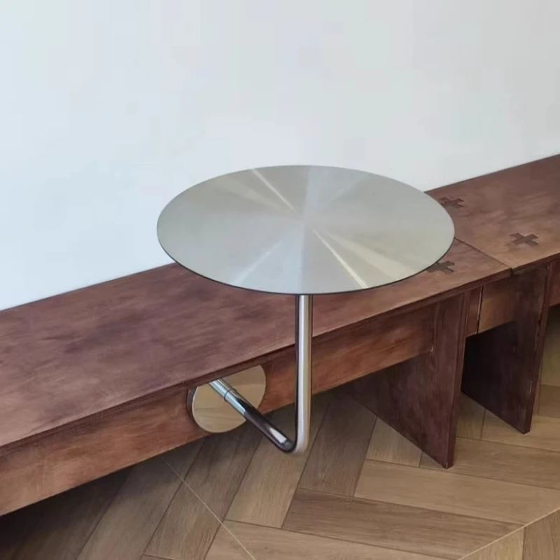 Wall-Mounted Round Table Stainless Steel Cafe Bistro Desk Space-Saving Tea Shop Storage Rack Ins