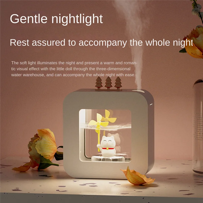 Humidificateur d'air portatif de dessin animé mignon de A59E-400Ml avec la lumière LED d'atmosphère pour la maison rose