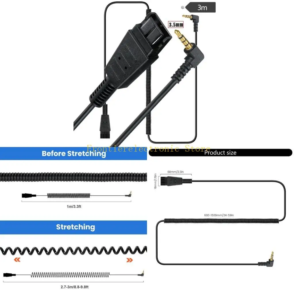 G8DB Flexible Quick Disconnect Cable to DC3.5mm Adapter Cable for Enhances Communication in Professional Setting