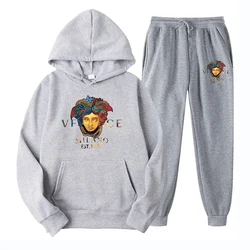 Spring and summer men's and women's hooded sweater+jogging pants two-piece hip-hop sports set fashion trend