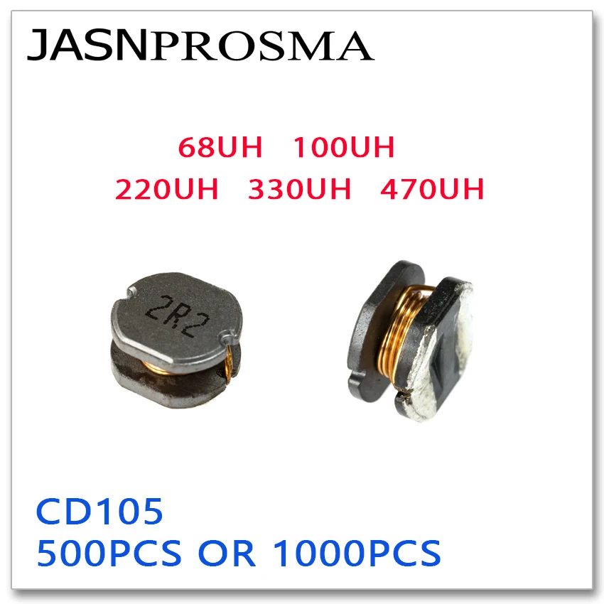 JASNPROSMA SMD Power Inductor CD105 500PCS 1000PCS 68UH 100UH 220UH 330UH 470UH 680 101 221 331 471 9*10*5.8mm New high quality