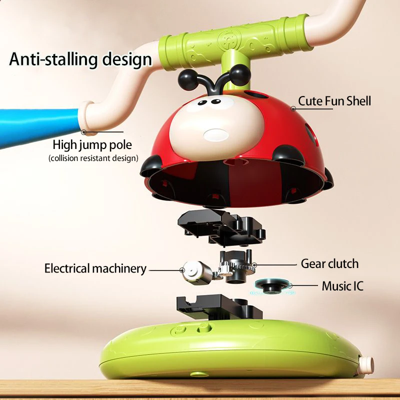 3 in 1 Ladybug Sport Entertainment Game Toy Multifunction Rope Skipping Machine Ferrule Jump Rocket Launcher Outdoor Educational