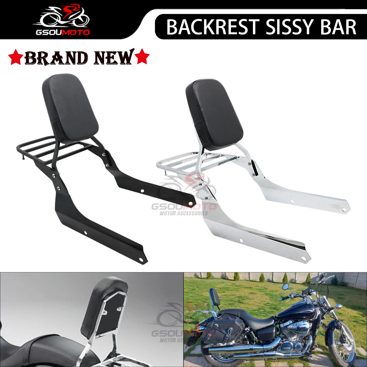 Motorcycle Parts Backrest Sissy Bar with Luggage Rack For Honda Shadow Spirit VT750 C2 2007-2015 Phantom VT750C2B 2010-2018