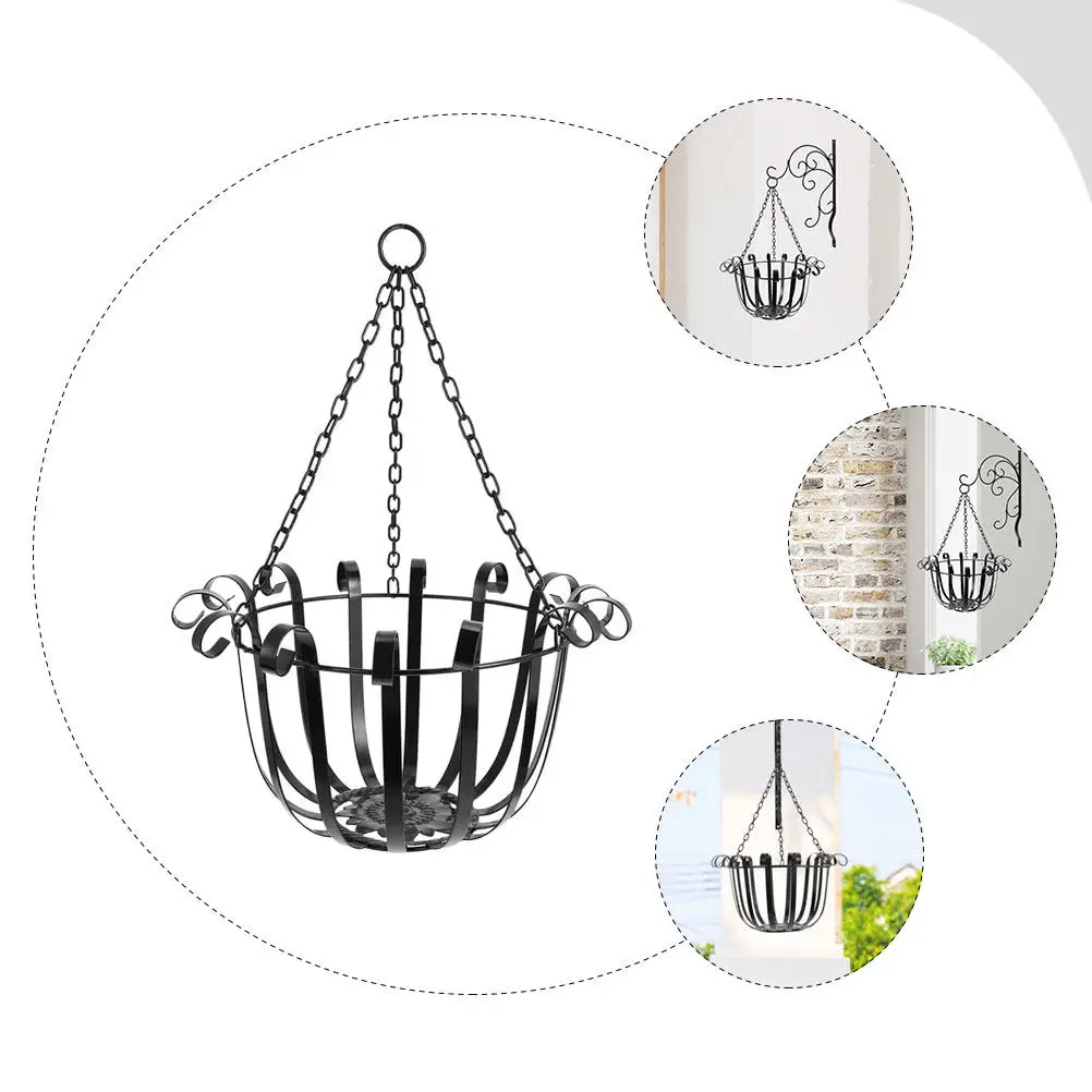 

Iron Hanging Flowerpot Basket Modern Flower Pot Holder for Balcony Outdoor Garden Plant Display Rack Hanging Flowerpot Basket