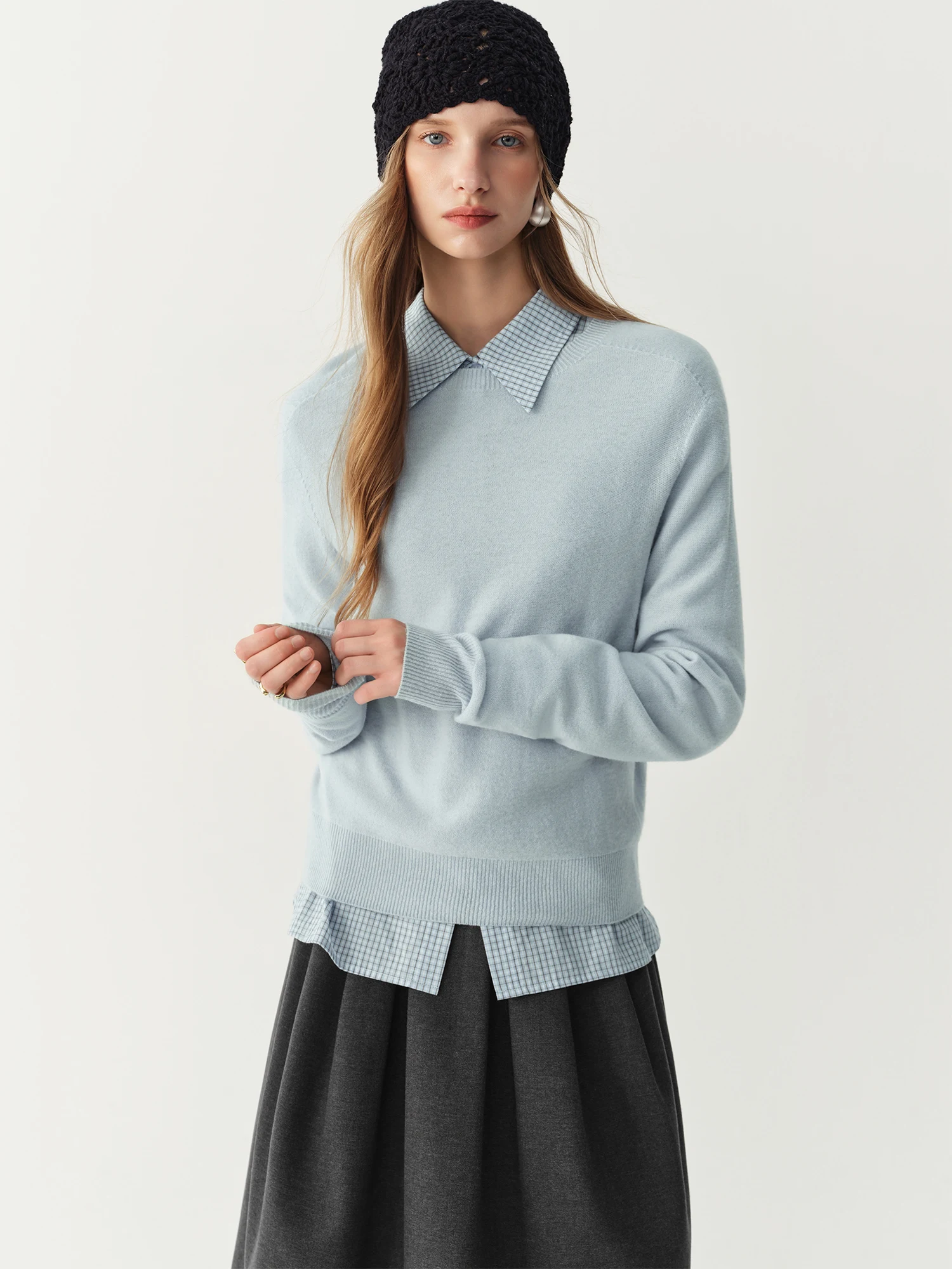 FSLE Damen 100% Wollpullover mit Rundhalsausschnitt 2026 Winter Neuheit Weicher Warmer Strickpullover Basic Vielseitiges Freizeit-Oberteil – Detail 22