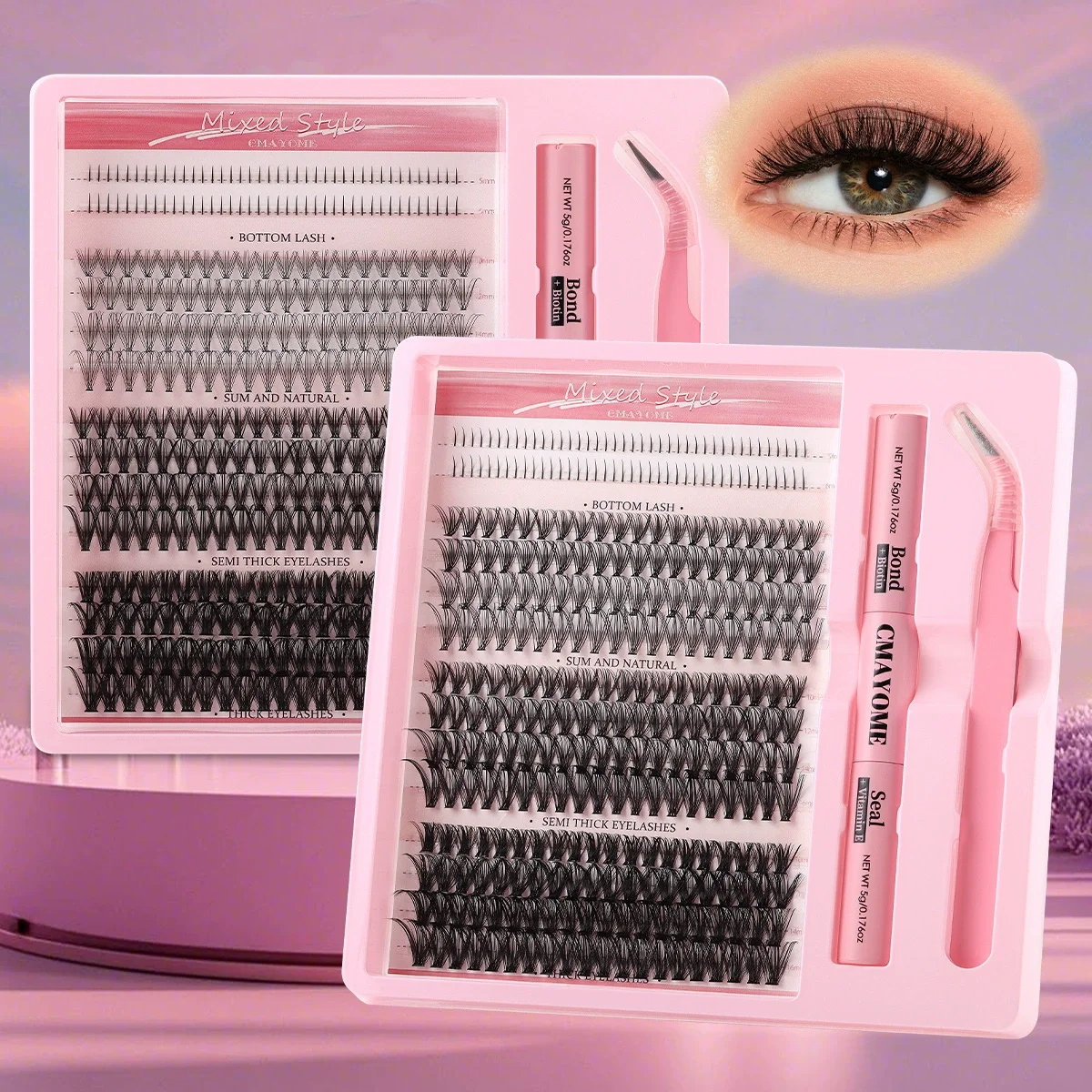 Popular 5-16cm DIY Segmented Eyelash Set with 320 Clusters of Natural Thick False Eyelash Mixed Batch Box