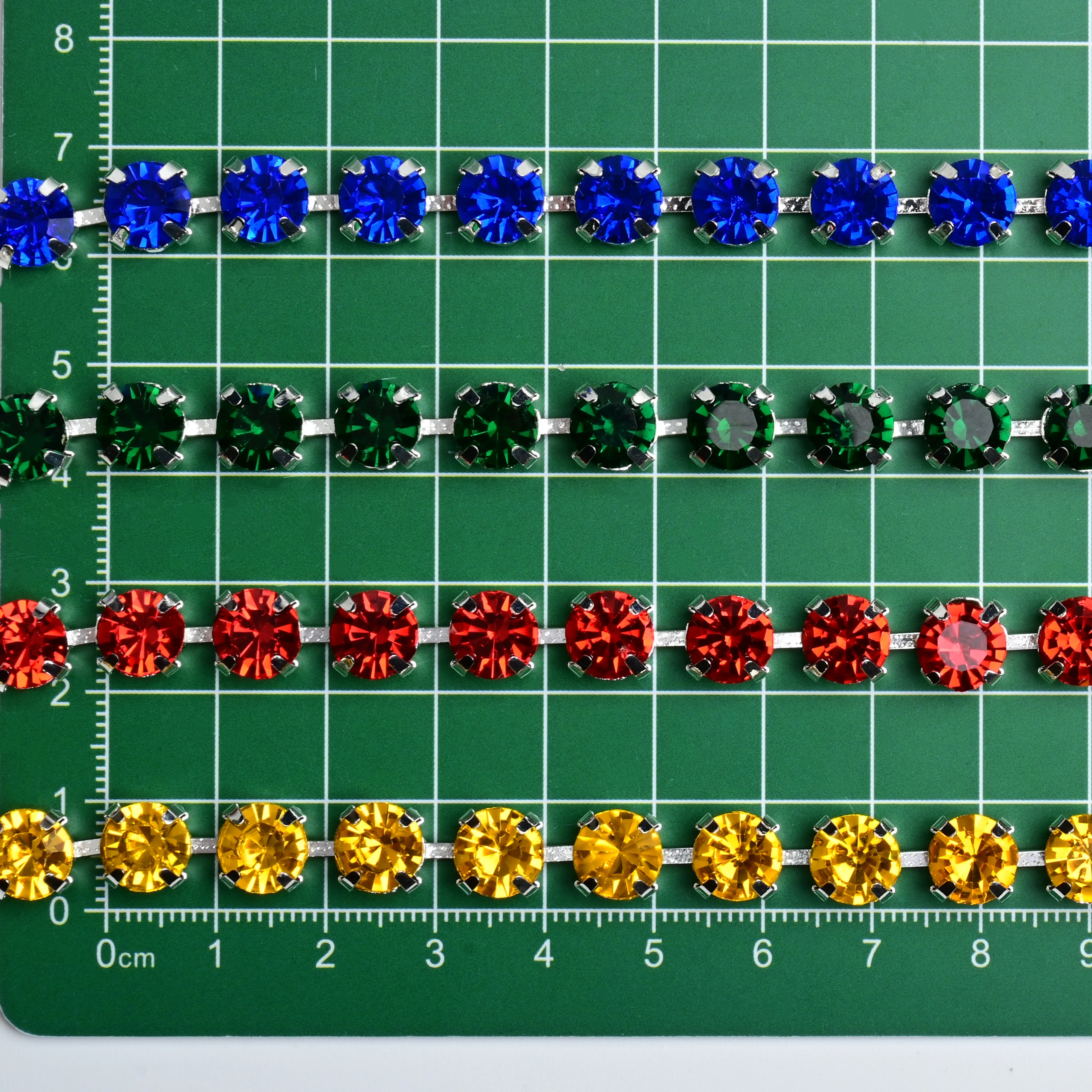 8MM Sparkling Multi‑Color Glass Rhinestone Cup Chain Silver Tone Claw Setting Bling Trim Strips for DIY Handmaking Costume Appar