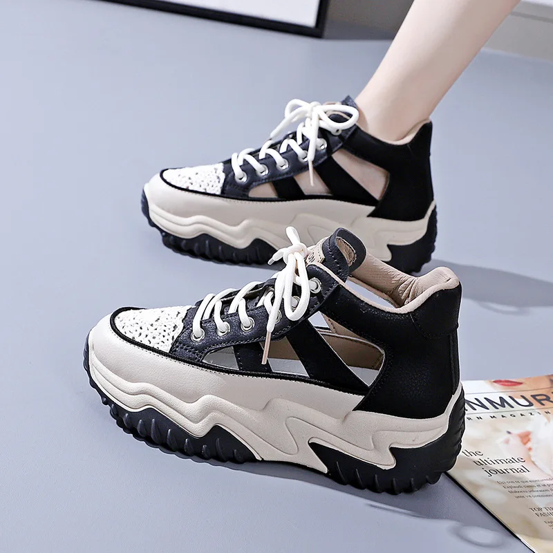 

2024 New Spring White Women's Shoes All-match Casual Leisure Pump Sports Sandals Summer Flat Hollow Out Mesh Sneakers Sandals