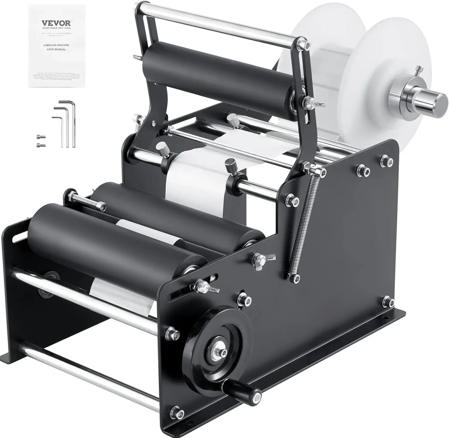 Manual Round Labeling Machine, 15-20pcs/min, Applicator for Round Bottles, Adjustable for 0.78-4.72 inch Diameter (with Pressing
