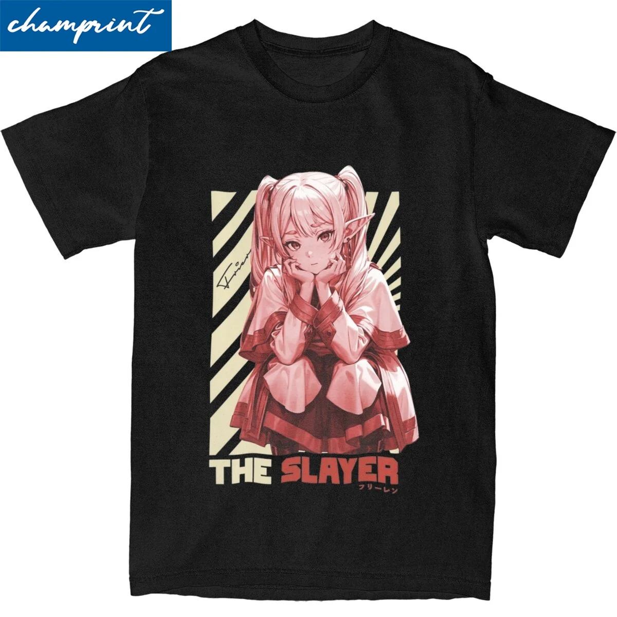 Camisetas de The Slayer Frieren para hombres y mujeres, camisetas Hipster de algodón con cuello redondo, camisetas de Manga corta, ropa de Anime,