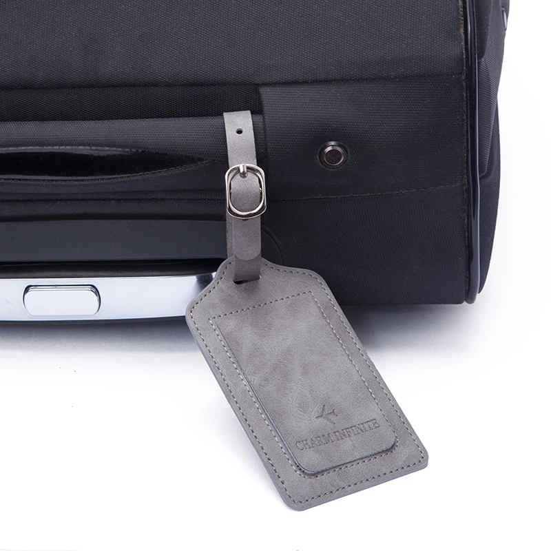 Women Men PU Leather Luggage Tag Suitcase Identifier Label Baggage Boarding Bag Tag Name ID Address Holder Travel Accessories