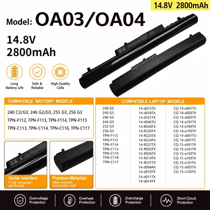 For HP PB5S 240 G3 TPN-F112 F114 F115 C116 OA04 OA03 battery