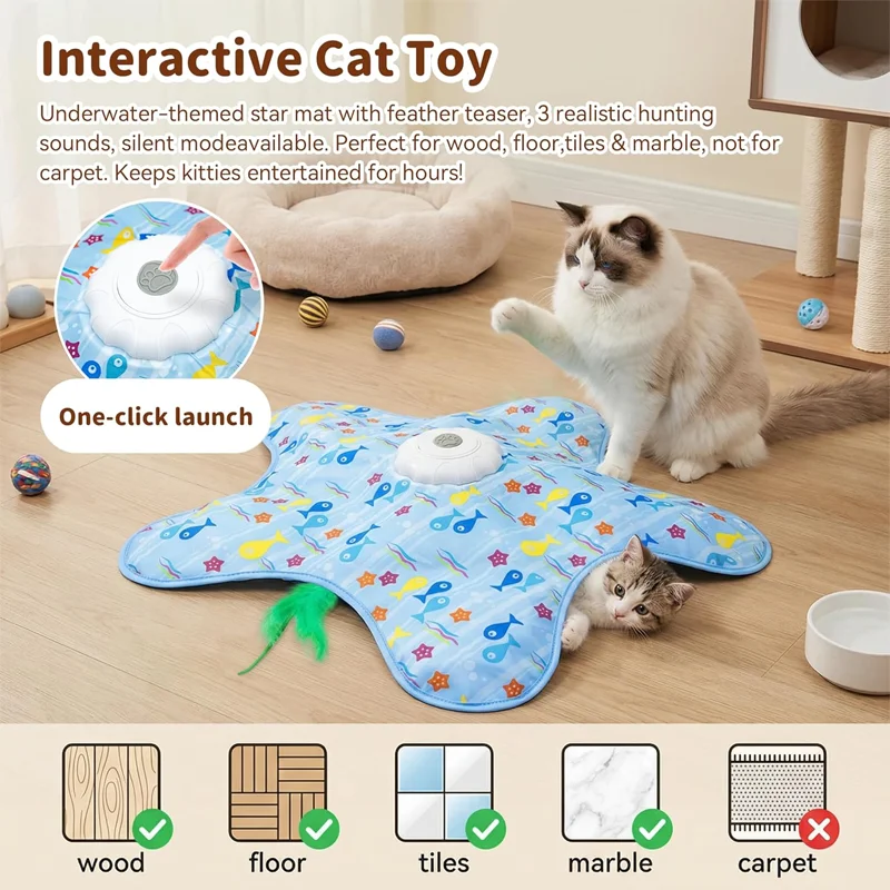 Interactive Cat Hunting Blanket & Automatic Turntable Toy 3