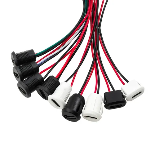 10 Uds USB-C 2/4/5Pin enchufe de carga rápida CC de alta corriente con tuerca PH2.0 placa de bloqueo a presión tipo C conector hembra impermeable