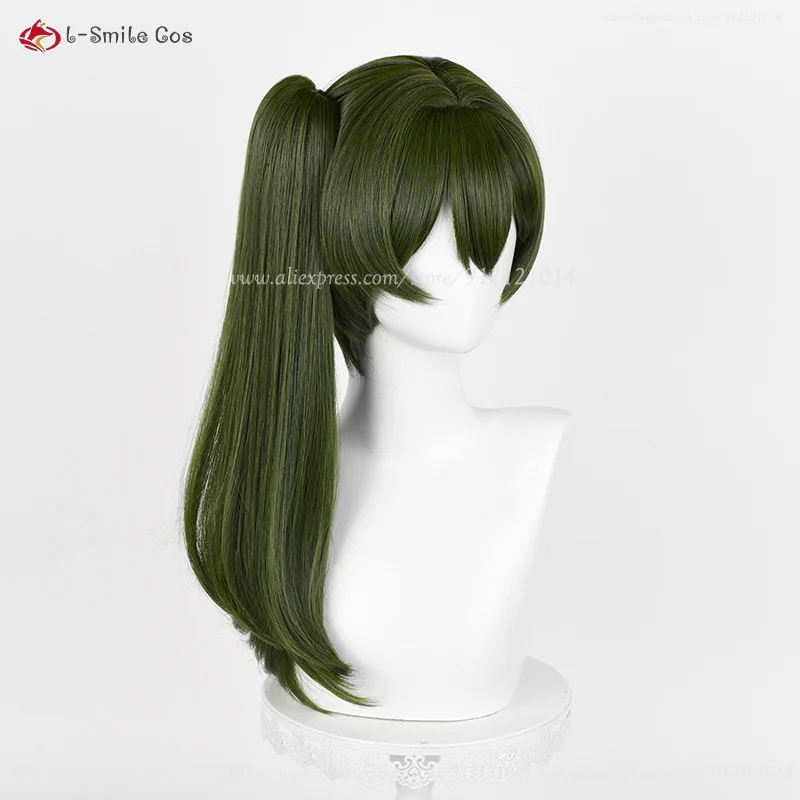 Anime Ubel Cosplay Perücke 50cm lange dunkelgrüne Frauen Anime Perücken hitze beständige synthetische Haare Halloween Party Ubel Perücke Perücke Kappe