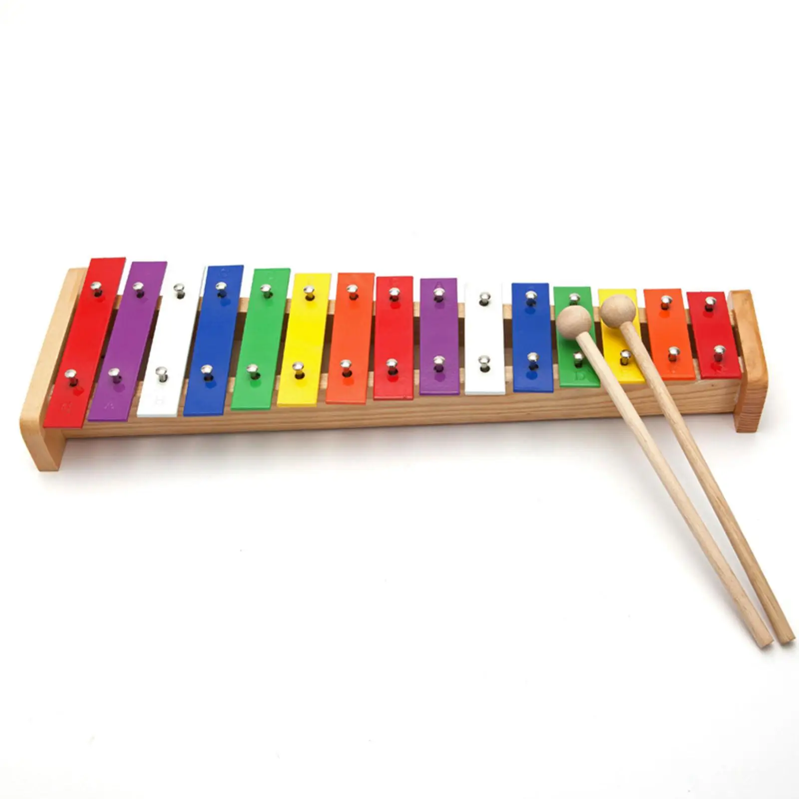 Smooth Rainbow Xylophone Multi Colored Musical Instrument with Wooden Mallets for Kids Classroom Learning