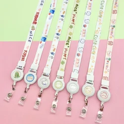 Lindo carrete de insignia con cordón, bonitos cordones para tarjetas de identificación de frutas y animales de dibujos animados, soporte para insignia, accesorios de oficina, suministros escolares Kawaii