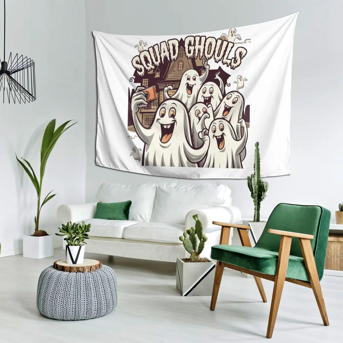 Squad Ghouls Tapestry Art Wall Hanging Aesthetic Home Decoration Tapestries for Living Room Bedroom Dorm Room