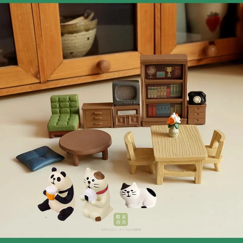 

Miniature Dollhouse Accessories - Resin Small Table Chair | DIY Dollhouse Scene Model Decor