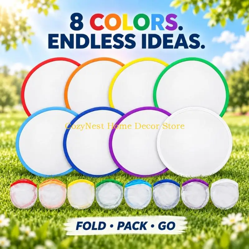 92MF Heat-Transfer Hand Fan Set with Eight Distinct Border Hues and Sleeves