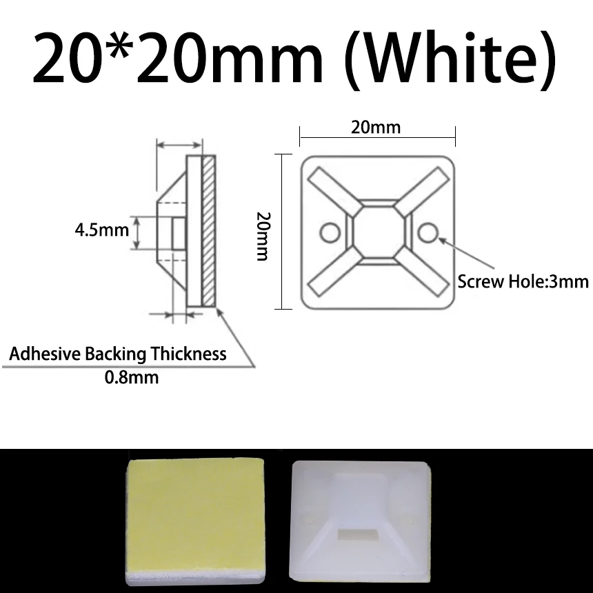 Variant: 50Pcs 20x20mm White