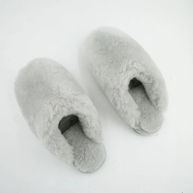 100% Real Wool Natural Fur Home Slippers Indoor Winter Slippers Fur Slippers Lady Home Shoes Women Casual Keep Warm House Shoes view 2