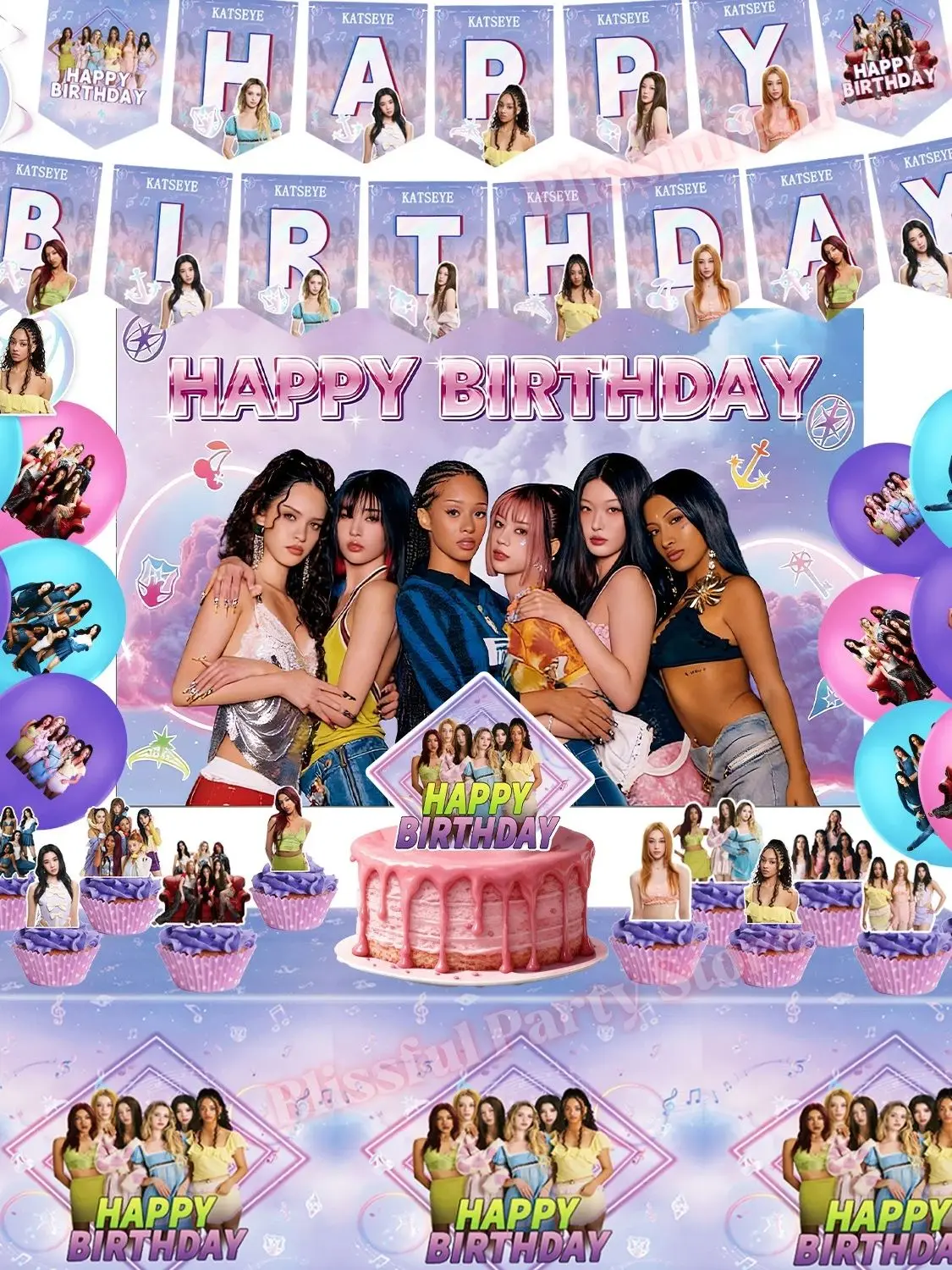 Idol K&Katseye Verjaardagsfeestje Decoratie Plaat Cup Servet Ballon voor Kpop Girl Party Favor Baby Douche Evenementbenodigdheden Fans Gift - afbeelding 2