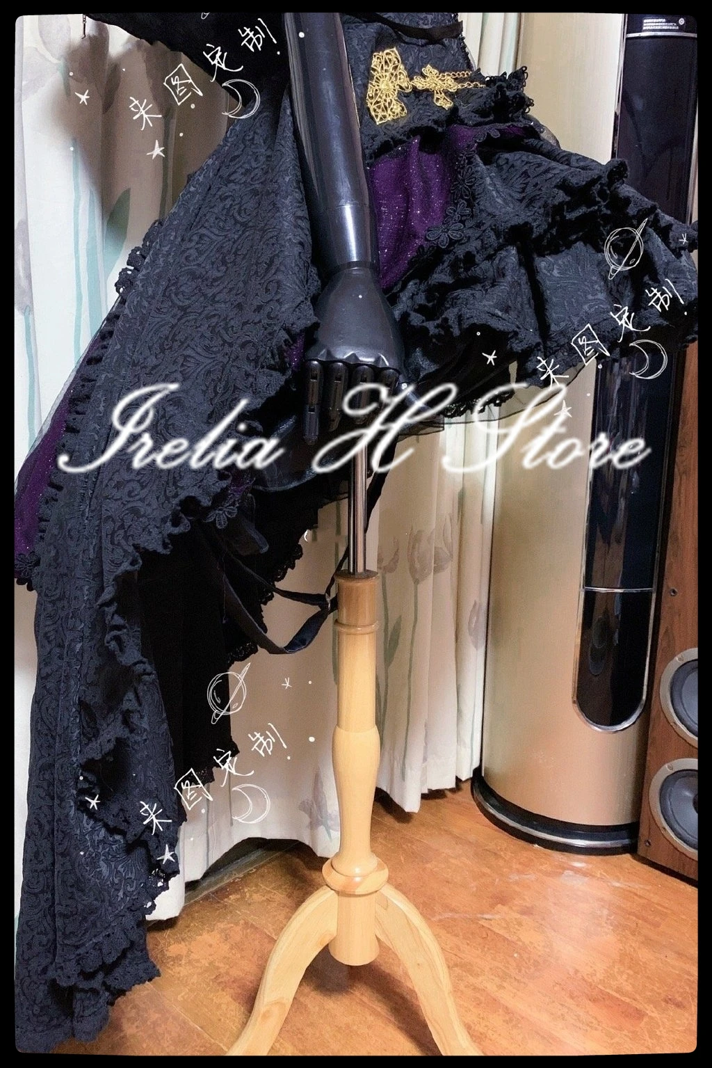 ازور لين تأثيري زي للإناث ، فستان زفاف للعروس ، حجم مخصص ، مصنوع ، أسود ، إيريليا ح ، Z23 ، Z23