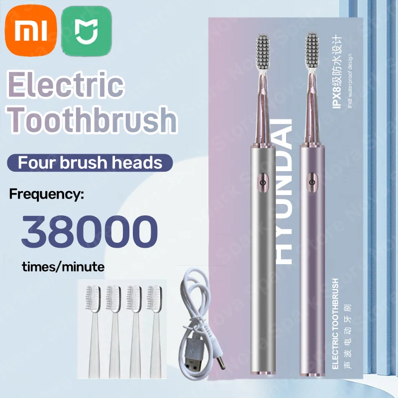 Xiaomi Electric Toothbrush Mental Thin Brush Waterproof Body For Adult 3 Replace Brushhead Rechargeable High Frequency Cleaning