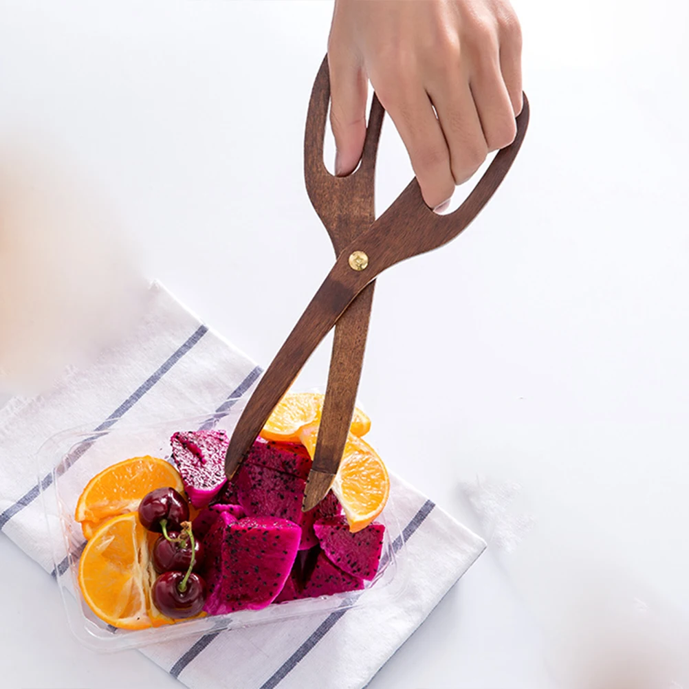 

Creative Wooden Bread Tongs Lightweight Kitchen Serving Clips Scissor Style Food Clamp For Home Restaurant Party Dessert