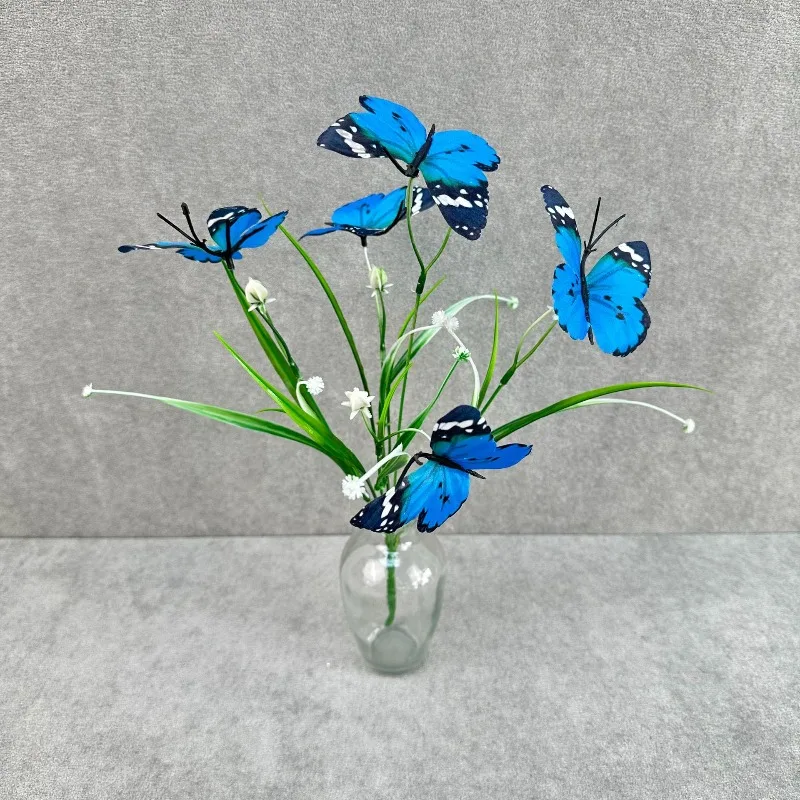 10 Stück künstliche Seidenblumen, weiße Iris mit Fransen, DIY-Requisiten für Fotoshootings, künstlicher Blumenstrauß, 5-gliedrige Schmetterlingssträuße – Detail 11