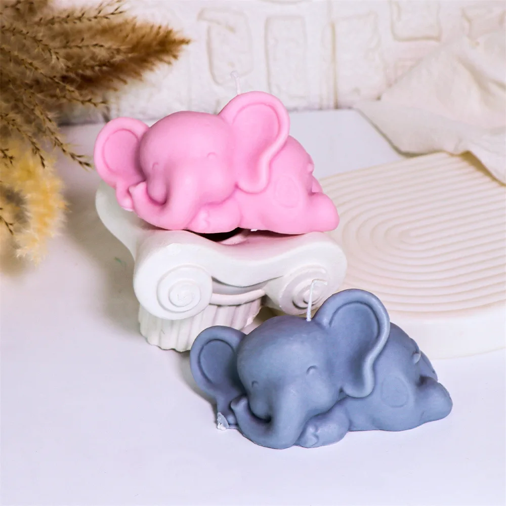 

3d Elephant Aromatherapy Plaster Candle Baby Elephant Silicone Mold Doll Aromatherapy Plaster Decoration Candle Making Supplies