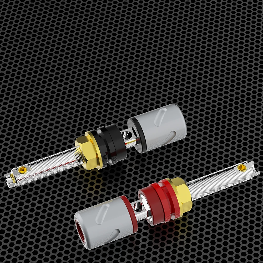 Monosaudio Pure Copper Binding Post Gold/Rhodium-Plated Speaker Terminal– Female Banana Connector Jack Screw Lock for AMP