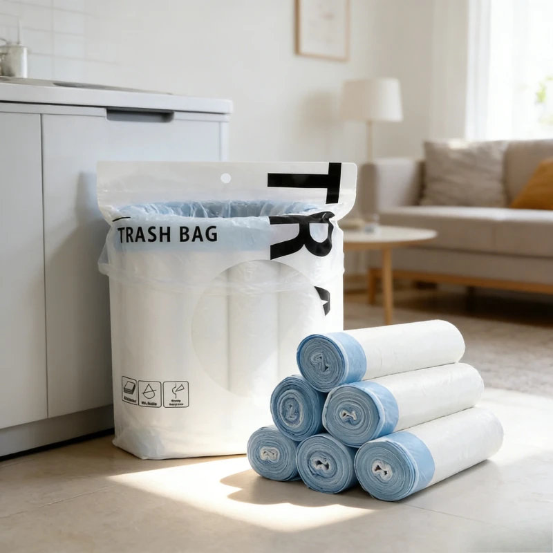 Drawstring Trash Bags Kitchen Waste Strong Disposable Garbage Can Liners Home Office Dormitory Living Room Clear Assorted Sizes