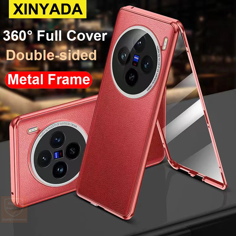 For Vivo X200 Pro Case Tempered Glass Flip 360 Phone Case For Vivo X200 Pro Cover Metal Leather Covers Double Sided Shell