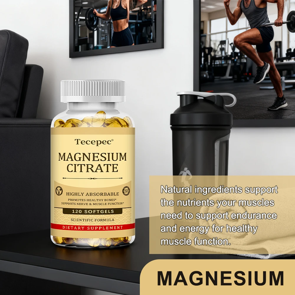 Magnesium Citrate Capsules, High Absorption Supplement - Promotes Sleep, Muscle and Heart Health, and Digestive Support