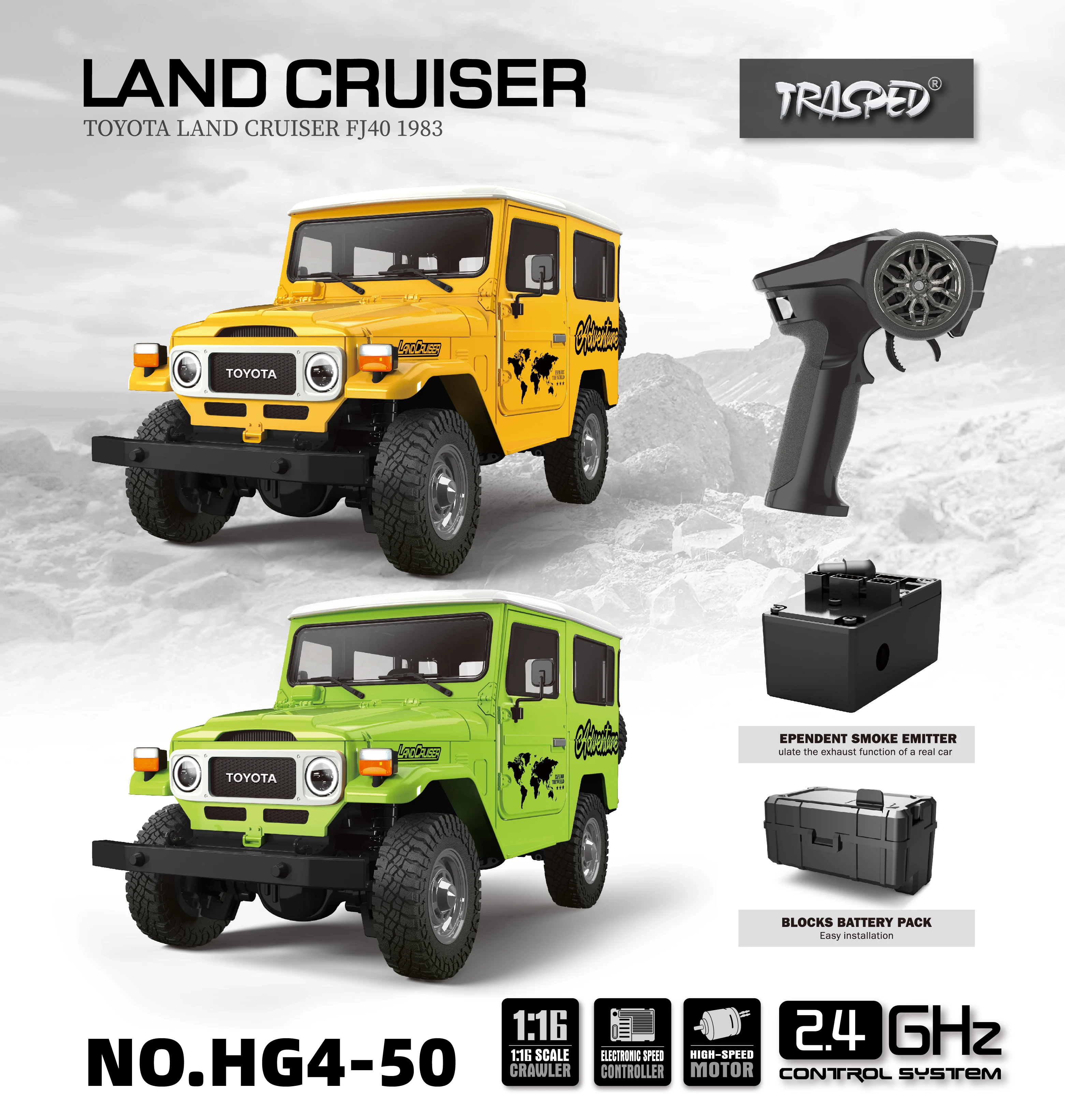 

Gift HG 1/16 RC Off-road Vehicles 4x4 FJ40 Electric Crawler Car Light Sound Systems Smoking Unit Boys Toys TH23353