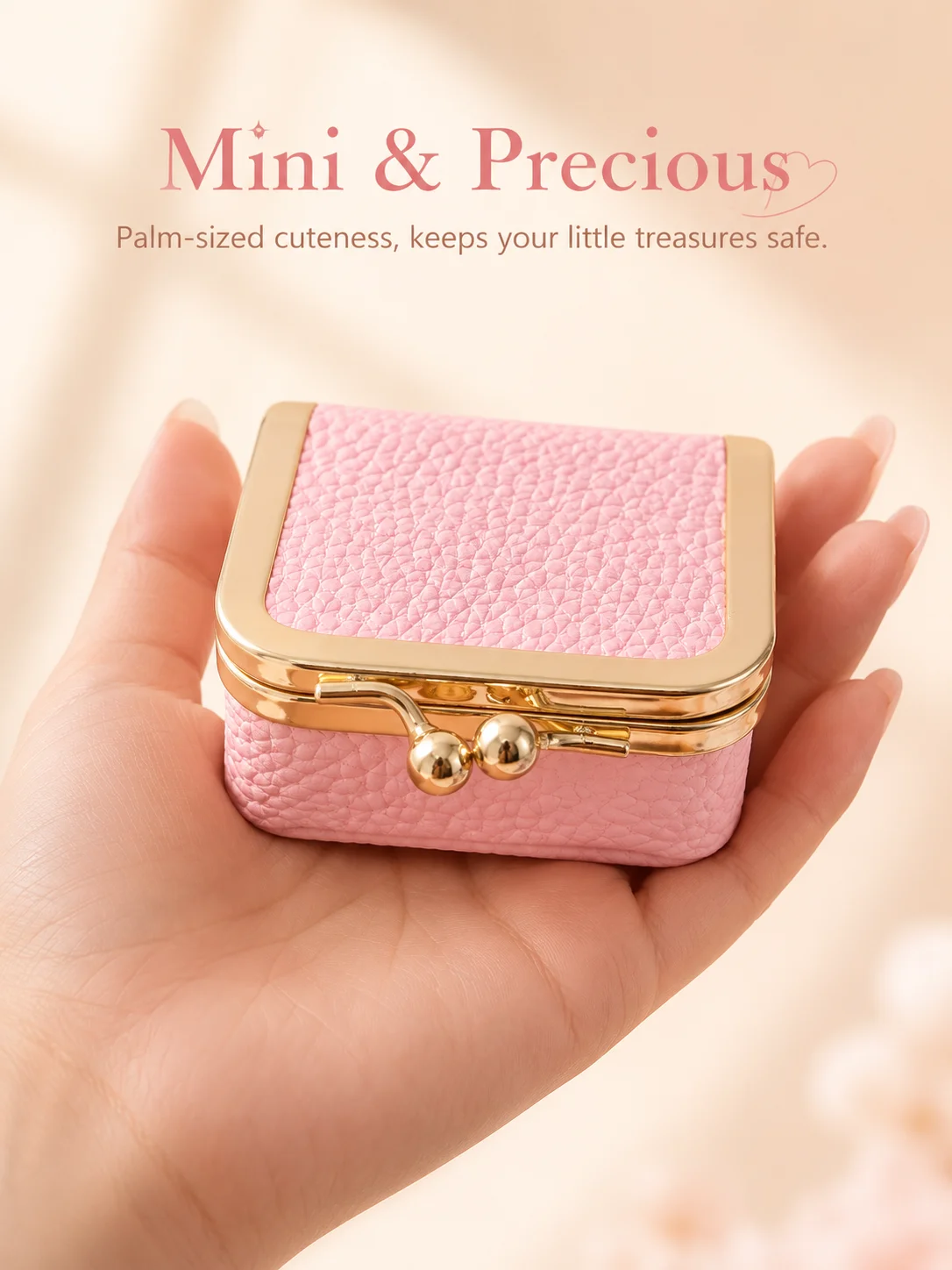1PCS Mini Diamond Ring Jewelry Box Portable Coin Purse Waterproof Lady Wallet Faux Leather