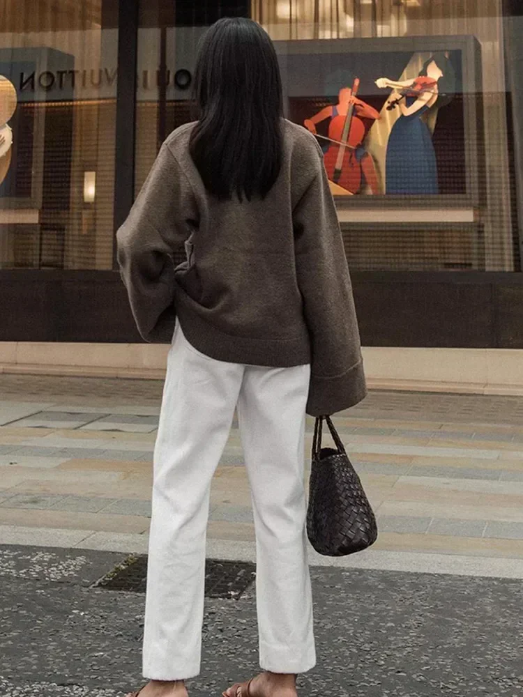 Moda feminina sólida único breasted malha cardigan elegante decote em v mangas compridas camisola outono chique senhora viajando rua wear