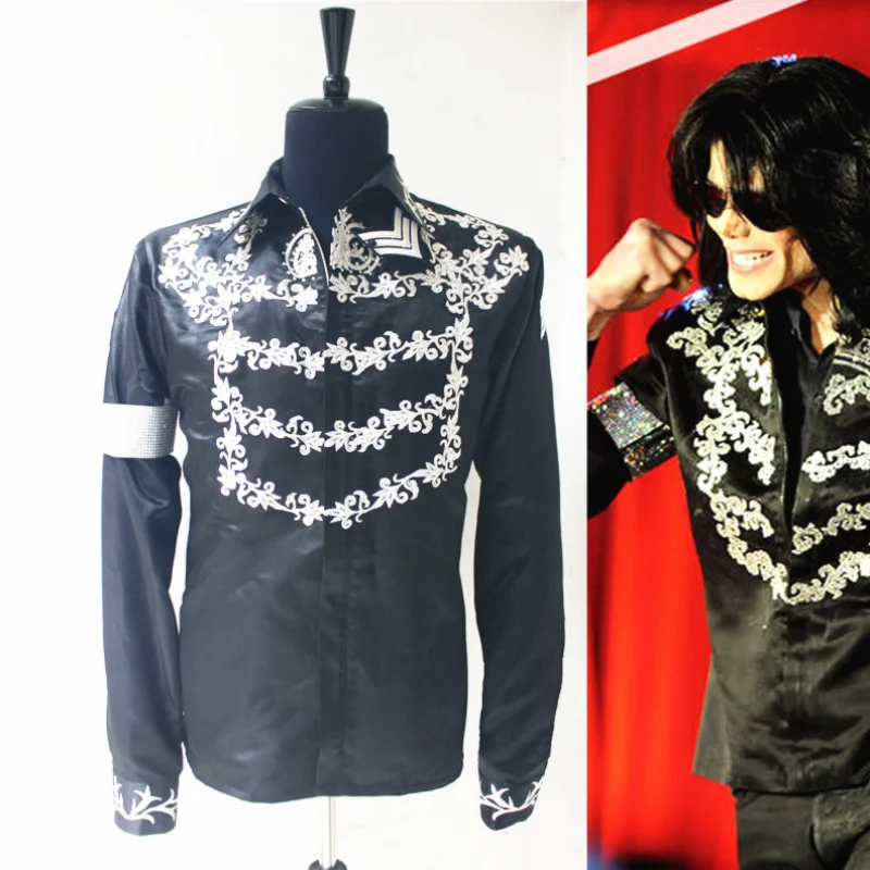 Disfraz profesional MJ de MICHAEL JACKSON, chaqueta negra, camiseta diamantes