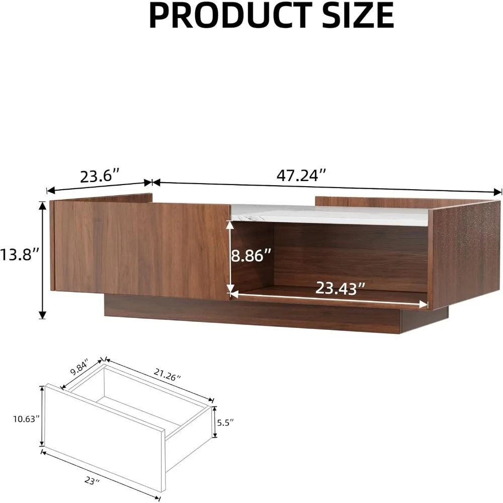 Mid Century Modern Coffee Table, 47.2